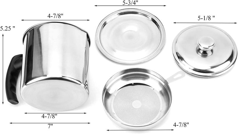ATHA Oil Strainer Filter for Cooking Stainless Steel Oil Storage Pot with Handle and Lid Cooking Oil Fat Separator for Filter Oil Storage Jar Strainer 12 Liter_Silver - Image 2