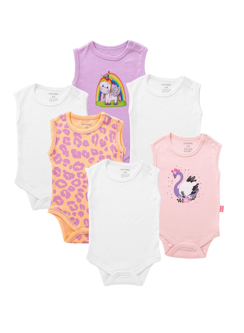 COTTONIL Pack of 6 Cotton Wide Cut Bodysuit for Baby - Image 1