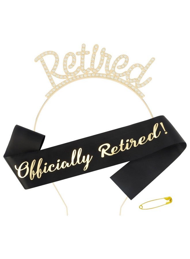 Didder Gold Retirement Party Headband And Black Officially Retired Sash For Women Happy Retirement Party Decorations Retired Gifts For Women Retirement Party Supplies - Image 1