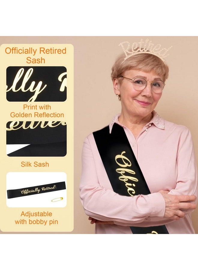 Didder Gold Retirement Party Headband And Black Officially Retired Sash For Women Happy Retirement Party Decorations Retired Gifts For Women Retirement Party Supplies - Image 3