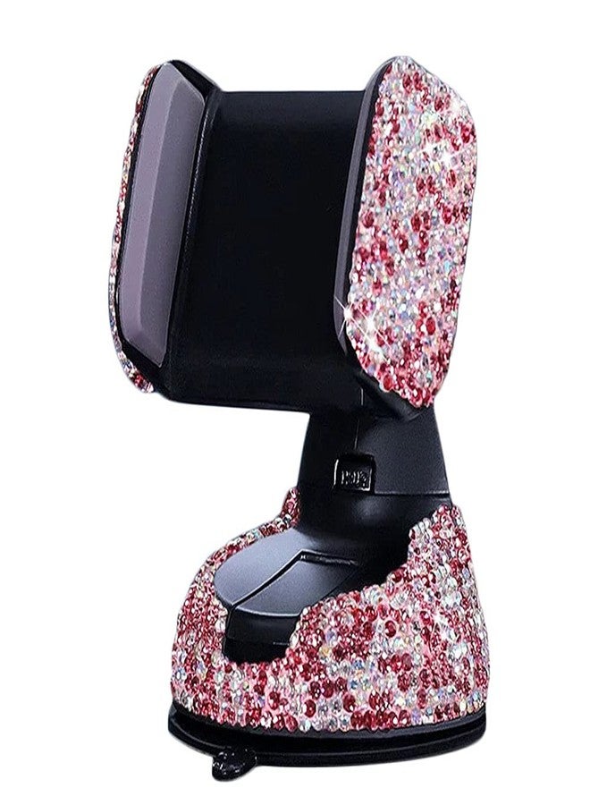 SUNCARACCL Bling Car Phone Holder, 360°Adjustable Crystal Auto Phone Mount Universal Rhinestone Car Stand Phone Holder Car Accessories for Windshield Dashboard and Air Outlet (Pink) - Image 1
