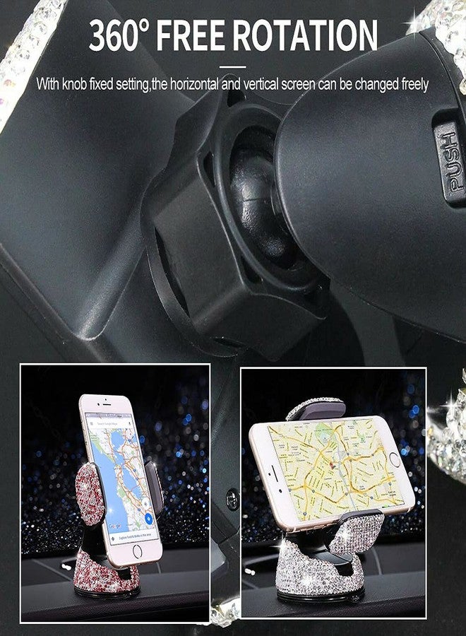 SUNCARACCL Bling Car Phone Holder, 360°Adjustable Crystal Auto Phone Mount Universal Rhinestone Car Stand Phone Holder Car Accessories for Windshield Dashboard and Air Outlet (Pink) - Image 5