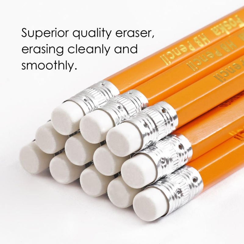 FOSKA Hexagonal HB Pencil with Eraser - 12 Pack - Image 5