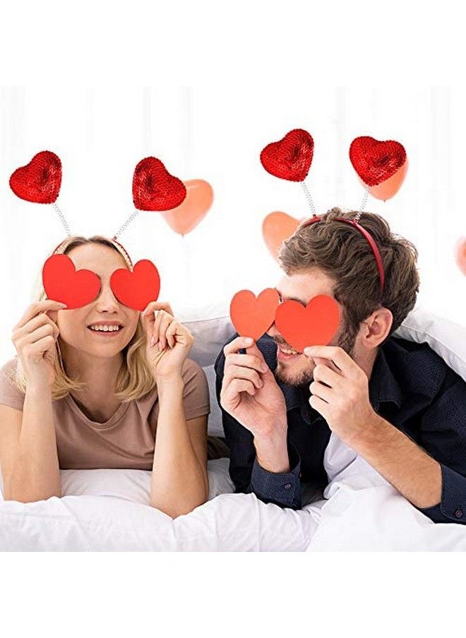 Hosfairy - 2Pcs Red Love Heart Shaped Sequin Headband Valentine'S Day Hair Hoop Hair Loop Hair Clasp Hair Band Hair Accessories Dress Accessories For Girl - Image 1
