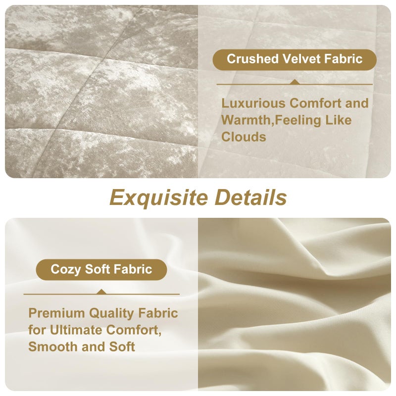 Ivellow King Comforter Set 7 Pieces Bed in a Bag Crushed Velvet Comforter Set Flannel King Beige Comforter Ultra Soft Breathable Luxury Soft Warm Winter Bedding Set with Sheets, Pillowcases & Shams - Image 3