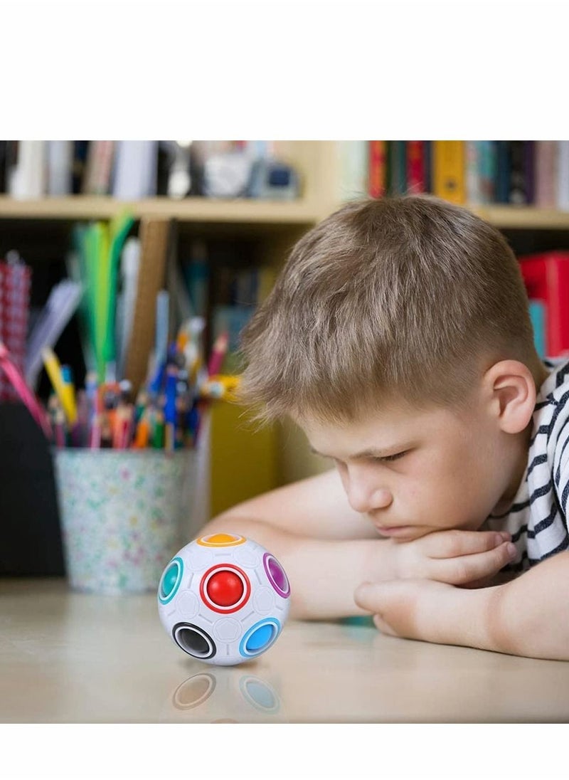 Rainbow Puzzle Balls Magic Ball Cube, Fidget Toys With Pouch Color Matching Puzzle Toys Fidget Ball Stress Reliever Cube Brain Teaser Games Educational Toys (1 Pieces, 12 Holes)