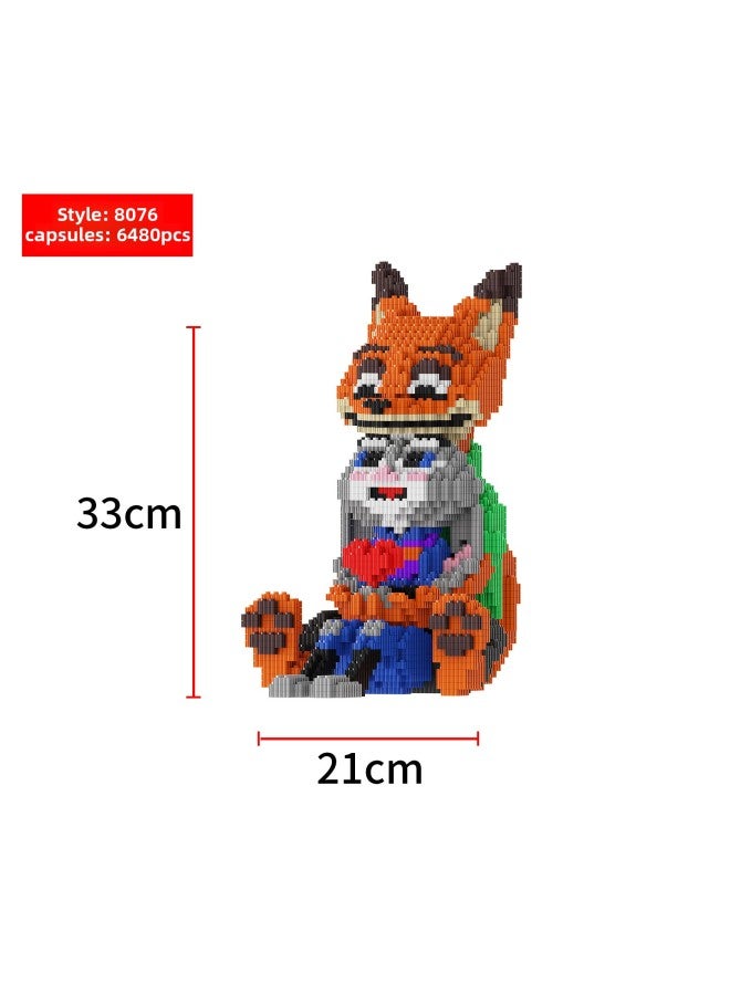 Yangpin Large Compatible Lego Series Small Particle Building Blocks Adult High Difficulty Puzzle Assembled Toys Wholesale-Color:76 Fox Holding Rabbit - Image 1