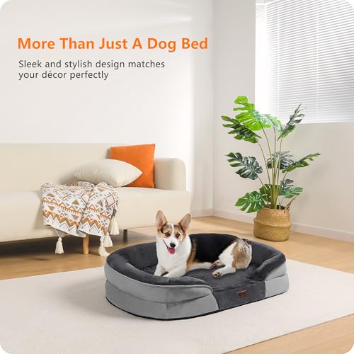 Dwanton Orthopedic Dog Bed for Medium Dogs with Gel Memory Foam Waterproof Dog Sofa Washable Pet Bed with Four Sided Bolster Cushion Removable Cover NonSlip Bottom 36 Dark Gray - Image 3
