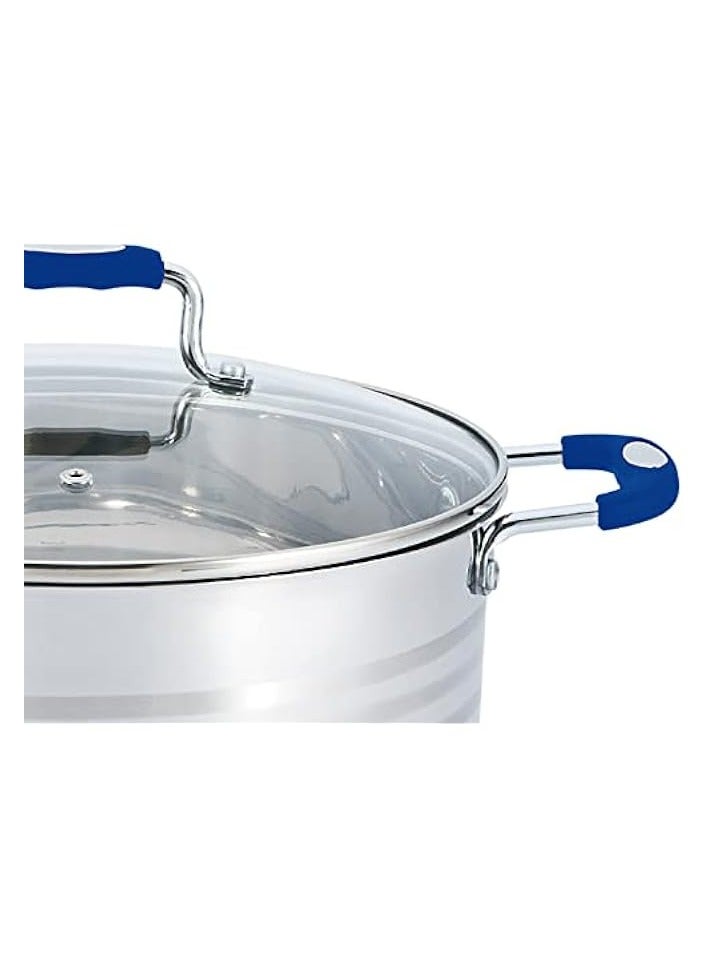 erorex stainless steel casserole with blue color silicon handle gs-020  - Image 2