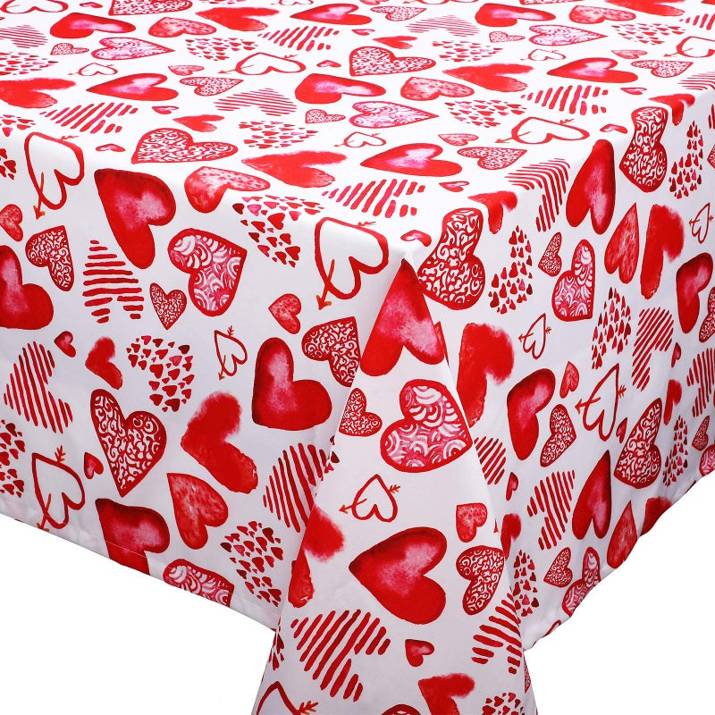 Tatuo Valentines Day Tablecloth Rectangle red Love Heart Tablecloth Washable Reusable Spring Tablecover Fabric for Kitchen Dining Picnic Wedding Holiday Party Decoration56 x 79 Inch