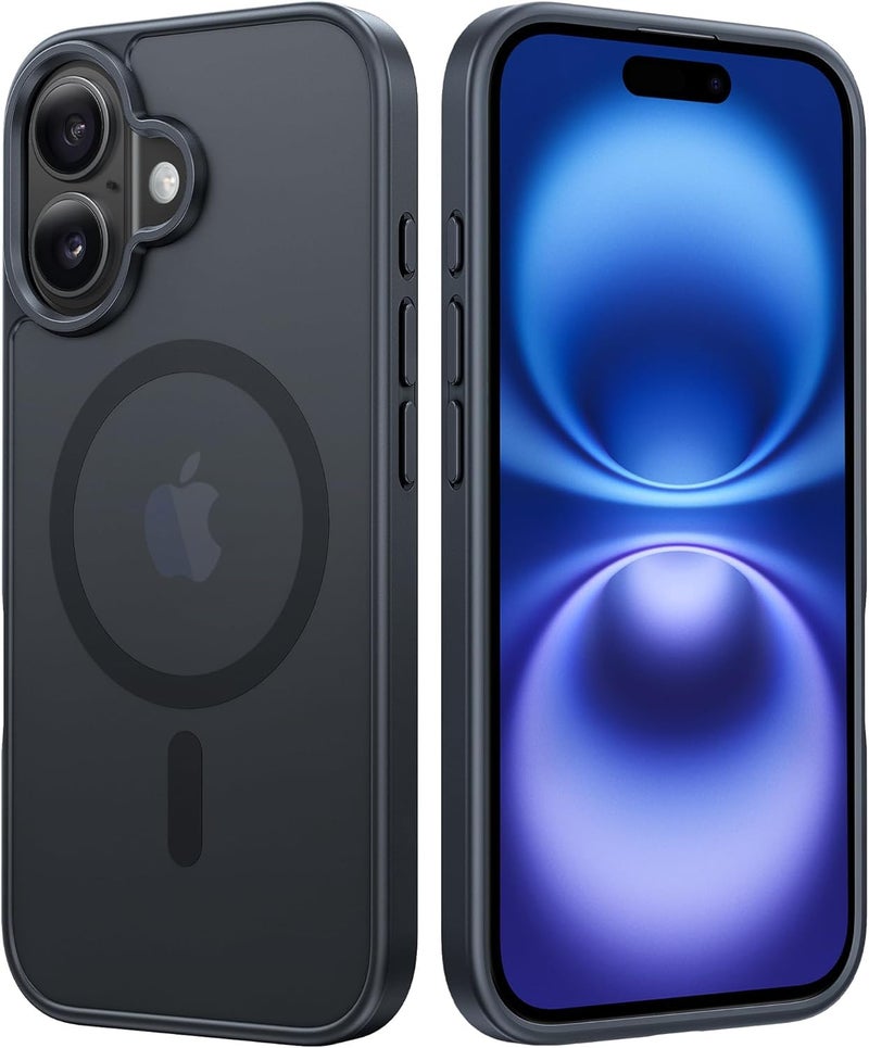 Elzzi Magnetic Guard Designed for iPhone 16 Plus Case Translucent Matte Hard PC + TPU Back Cover [Compatible with MagSafe] Anti-Scratch Shockproof Phone Case (6.7 Inch, Black) - Image 1