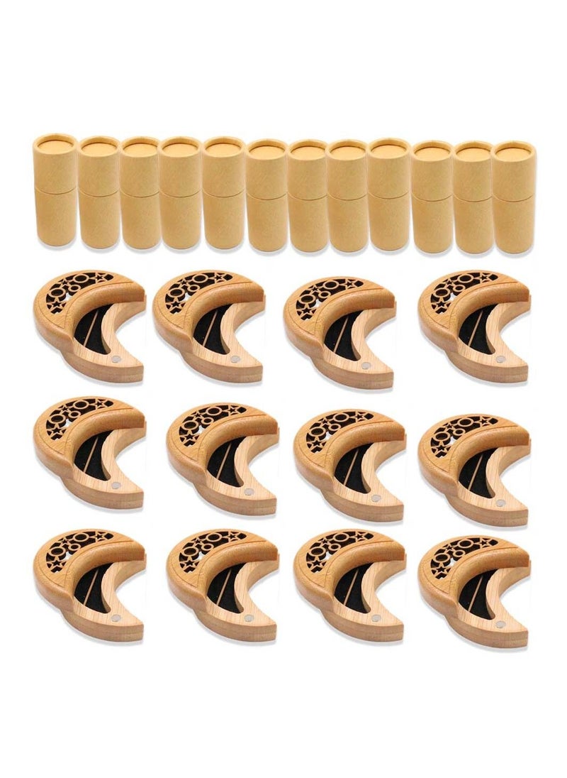 Bakhoor BoSidin Bakhoor BoSidin - 12 sets Mini Incense Gift Set Moon Design Wooden Burner  - Image 1