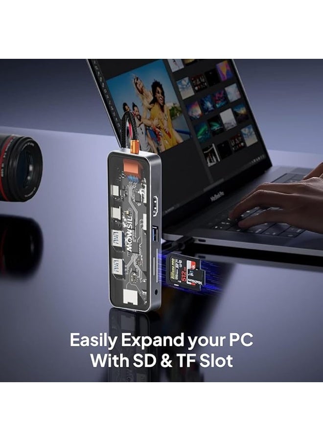 Mowsil 10-in-1 USB C to HDMI Hub | 100W PD Laptop Docking Station Monitor Extend Display - Image 3