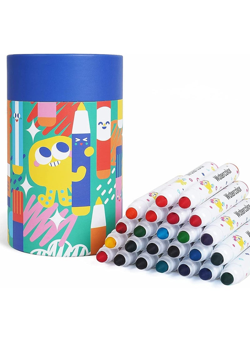 Excefore 24 Colors Washable Marker Set for Kids Conical Tip Broad Line Markers for Kids Art Marker Set for Toddlers Age 3+ Perfect for  Coloring Pages Homeschool Art Supplies  - Image 1