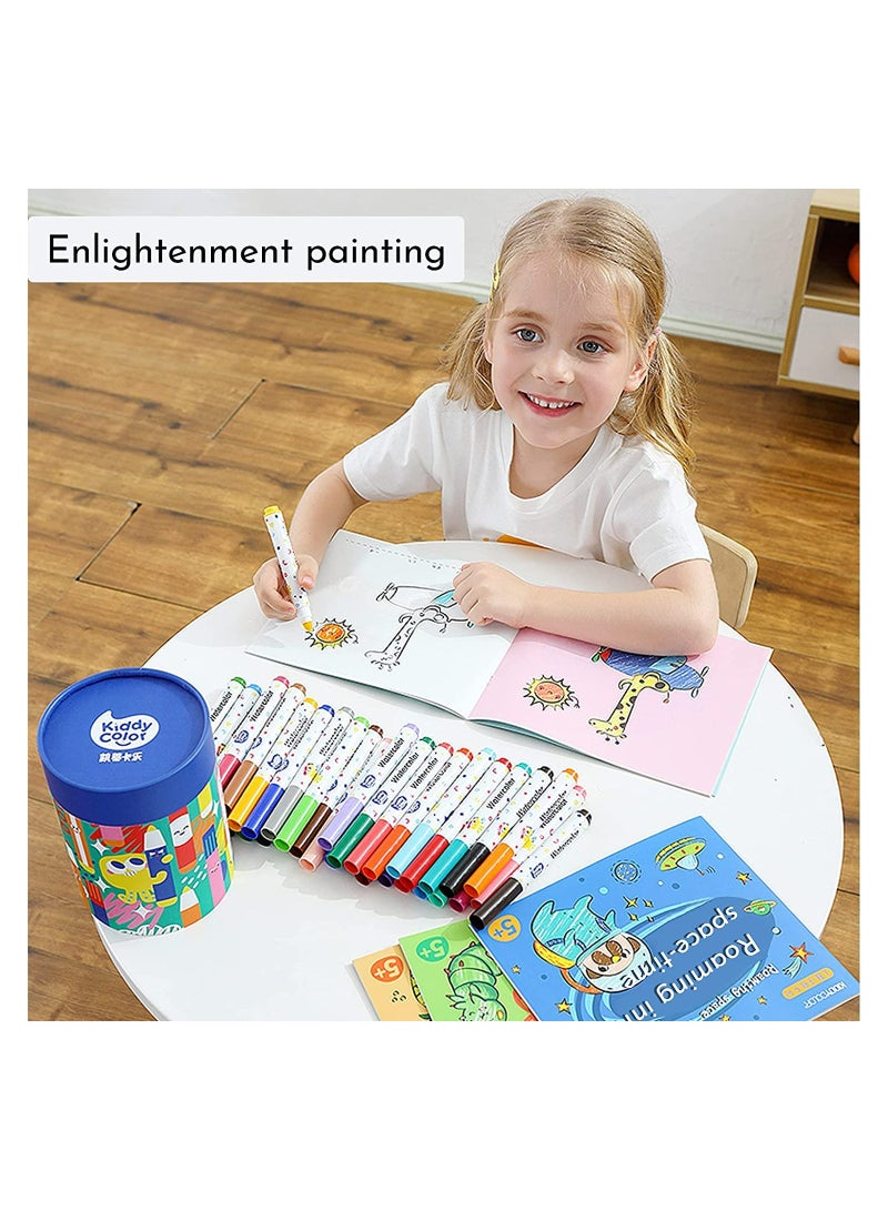 Excefore 24 Colors Washable Marker Set for Kids Conical Tip Broad Line Markers for Kids Art Marker Set for Toddlers Age 3+ Perfect for  Coloring Pages Homeschool Art Supplies  - Image 2