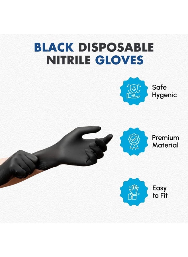 DUNISO 100Pcs Disposable Gloves Multipurpose PVC Mixed with Nitrile Heavy Duty Non-Sterile Gloves Black Waterproof Disposable Gloves Use for Food, Safety, Cleaning, Barber Shop, Garage etc - Image 4