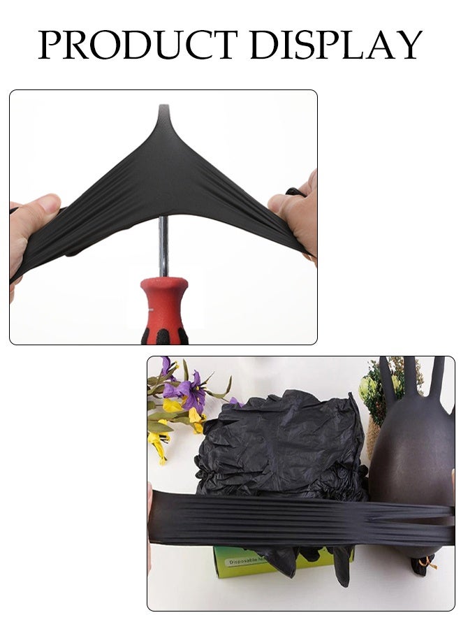 DUNISO 100Pcs Disposable Gloves Multipurpose PVC Mixed with Nitrile Heavy Duty Non-Sterile Gloves Black Waterproof Disposable Gloves Use for Food, Safety, Cleaning, Barber Shop, Garage etc - Image 3