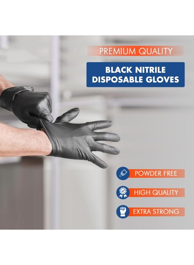 DUNISO 100Pcs Disposable Gloves Multipurpose PVC Mixed with Nitrile Heavy Duty Non-Sterile Gloves Black Waterproof Disposable Gloves Use for Food, Safety, Cleaning, Barber Shop, Garage etc - Image 2