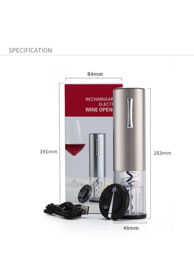 Beram - Electric Wine Opener, Automatic Bottle Corkscrew, LED Light, Foil Cutter Base, Matte Surface, Button Control, Transparent Shell Head Design - Image 1