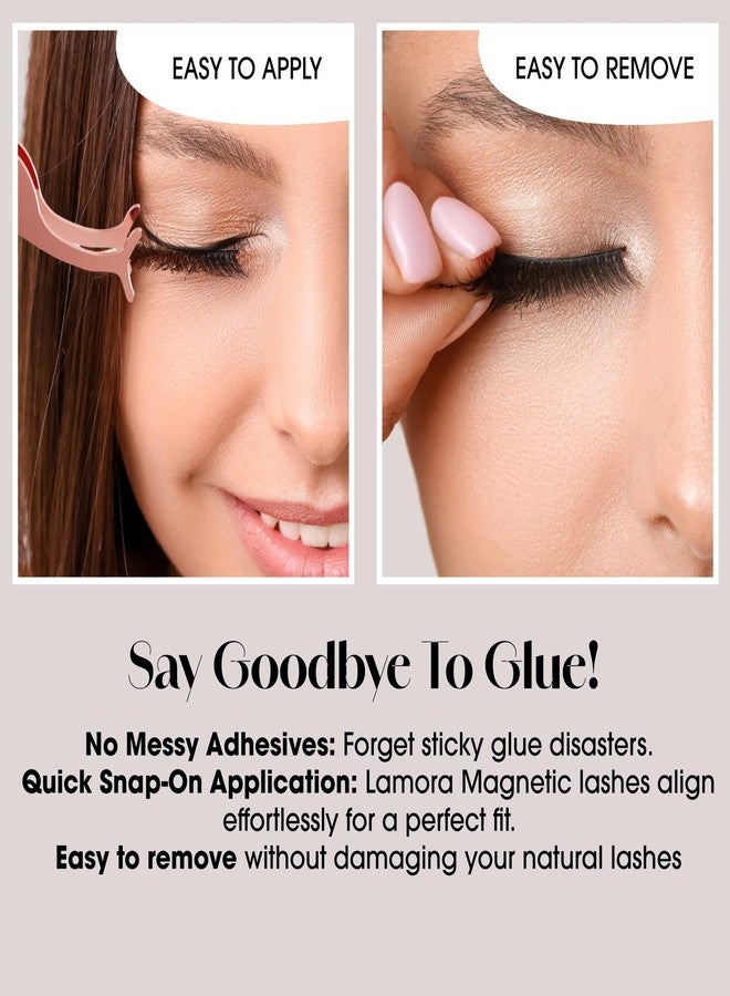 Lamora Magnetic Eyelashes Set - Soft, Cruelty-Free, Easy to Use Reusable False Eye Lashes, No Glue, Natural & Dramatic Looking Magnetic Lash Kit, For Any Occasion, Loved by Makeup Pros & Beginners - Image 3
