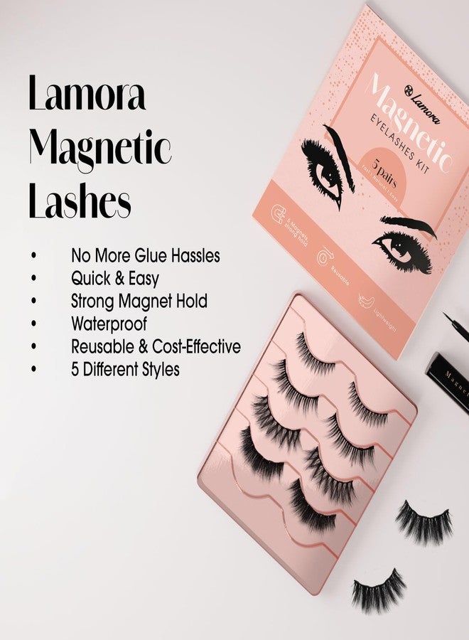 Lamora Magnetic Eyelashes Set - Soft, Cruelty-Free, Easy to Use Reusable False Eye Lashes, No Glue, Natural & Dramatic Looking Magnetic Lash Kit, For Any Occasion, Loved by Makeup Pros & Beginners - Image 5