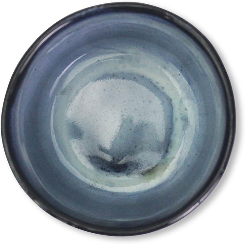 roro Handmade Ceramic Tea Cups Rustic Reactive Blue Glaze Coastal BeachThemed Sipper Set of 2 200ml 65oz Textured Grip Microwave  Dishwasher Safe - Image 3