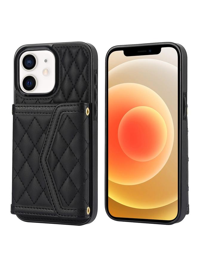 اس-توب جراب لهاتف iPhone 12 / 12 Pro جراب هاتف بنمط معيني متشابك مع حبل طويل - Image 1