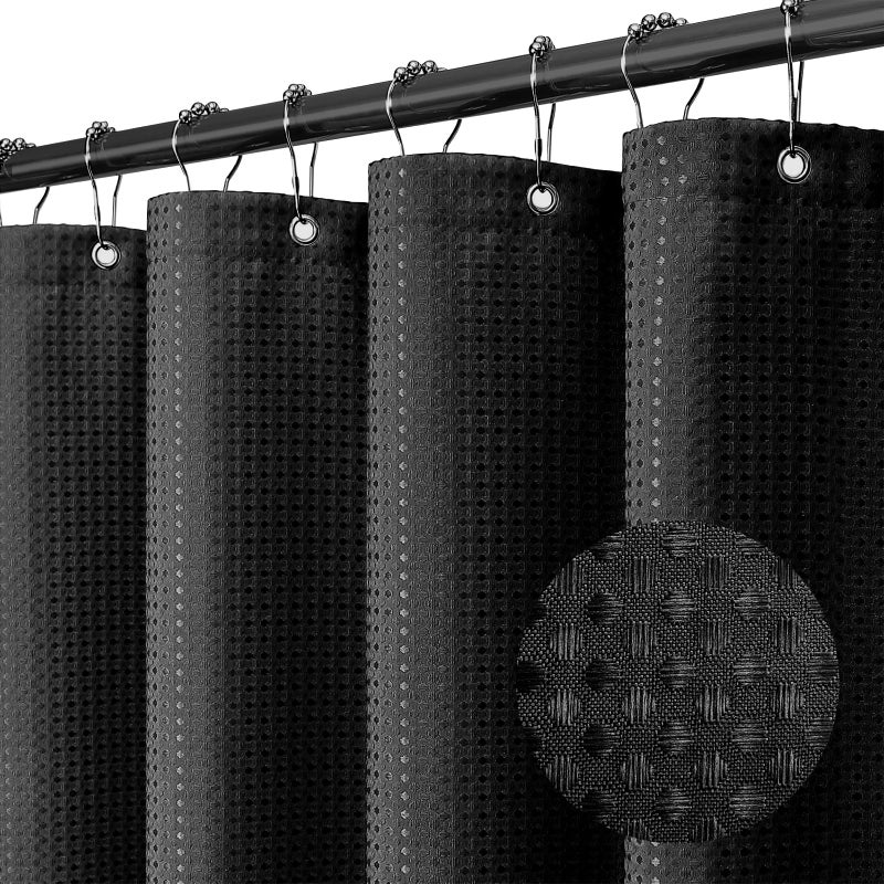 Final Friday Shower Curtain Black Fabric, Waffle Shower Curtains for Bathroom, Hotel Luxury Cloth Bath Curtain Boho Bathroom Decor Set with Grommets Washable No Hooks 72 x 72 Inch - Image 1