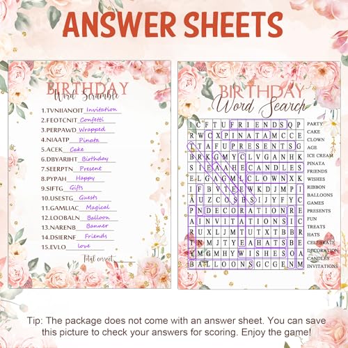 Fumete Birthday Party Games & Activities 100 Pcs Who Knows The Girl Game with 20 Pencils Girly Birthday Cards Set for Teens Sweet Sleepover Party Supplies for Girls,4 Activities(Rose) - Image 4
