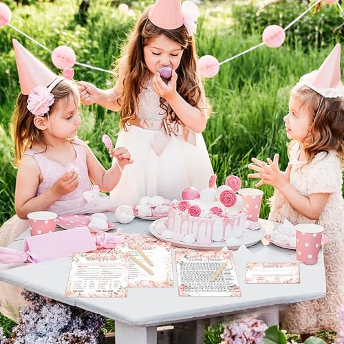 Fumete Birthday Party Games & Activities 100 Pcs Who Knows The Girl Game with 20 Pencils Girly Birthday Cards Set for Teens Sweet Sleepover Party Supplies for Girls,4 Activities(Rose) - Image 5