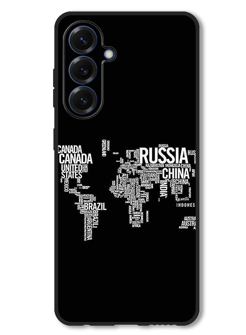 Theodor Case Compatible with Samsung Galaxy A56 Protection Shockproof Bumper Cover Written World Map - Image 1