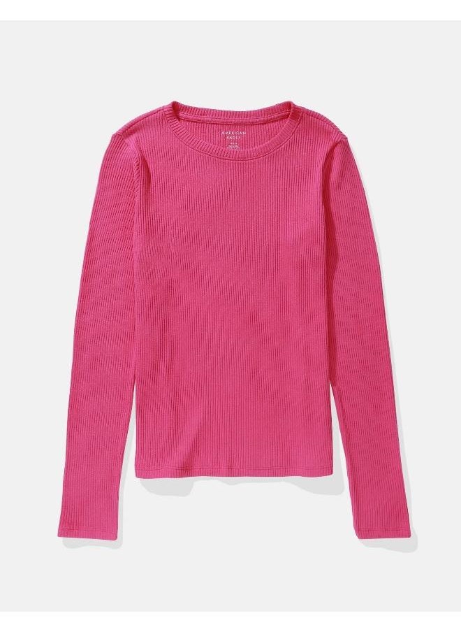 American Eagle AE Long-Sleeve Crew Neck Plush Tee  - Image 3