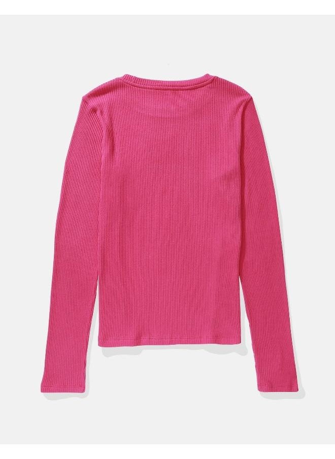 American Eagle AE Long-Sleeve Crew Neck Plush Tee  - Image 4