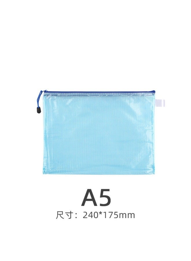 Transparent File Bag  A4 Office Supplies Mesh Zipper Bag Stationery Pvc Waterproof Satchel Test Paper Information Bag