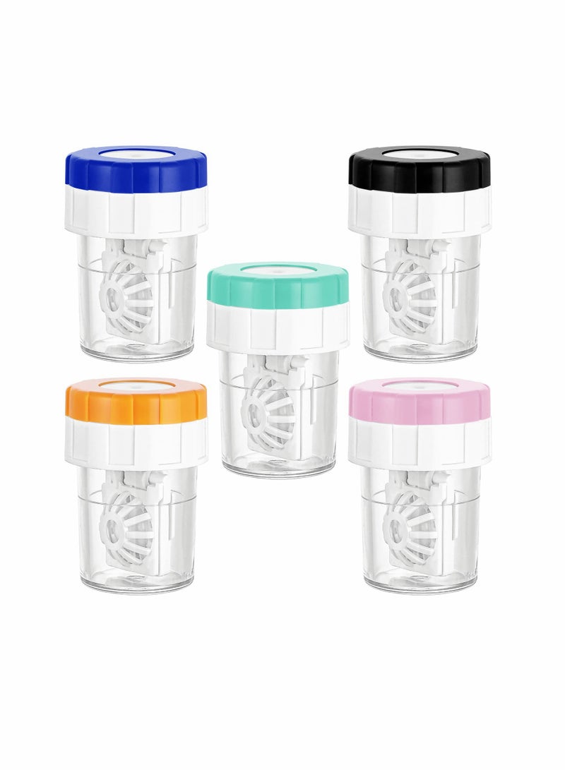 SYOSI 5 Pcs Manually Contact Lens Washer Cleaner Contact Lens Case Portable Rotation Contact Lens Cleaning Container for Everyday Use  - Image 1