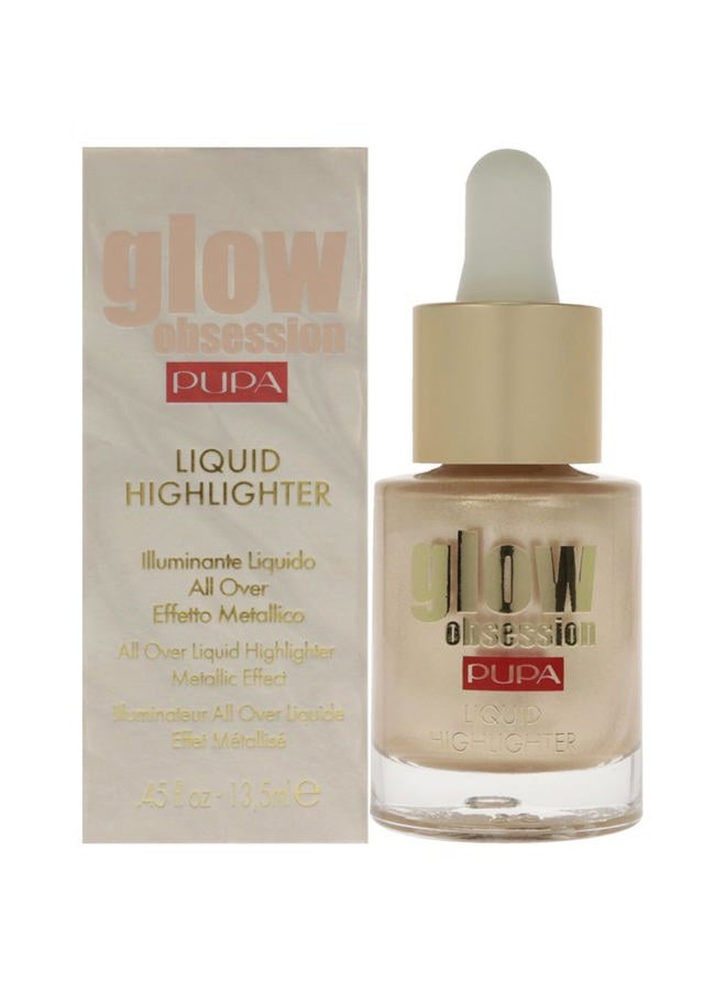 PUPA Milano Glow Obsession Liquid Face Highlighter - Stunning Glowing-From-Within Look - Luminous Baked Powder - Lightweight All-Over Powder, Highlight, Blush, And Bronzer - 002 Moon Light - 0.45 OZ - Image 1