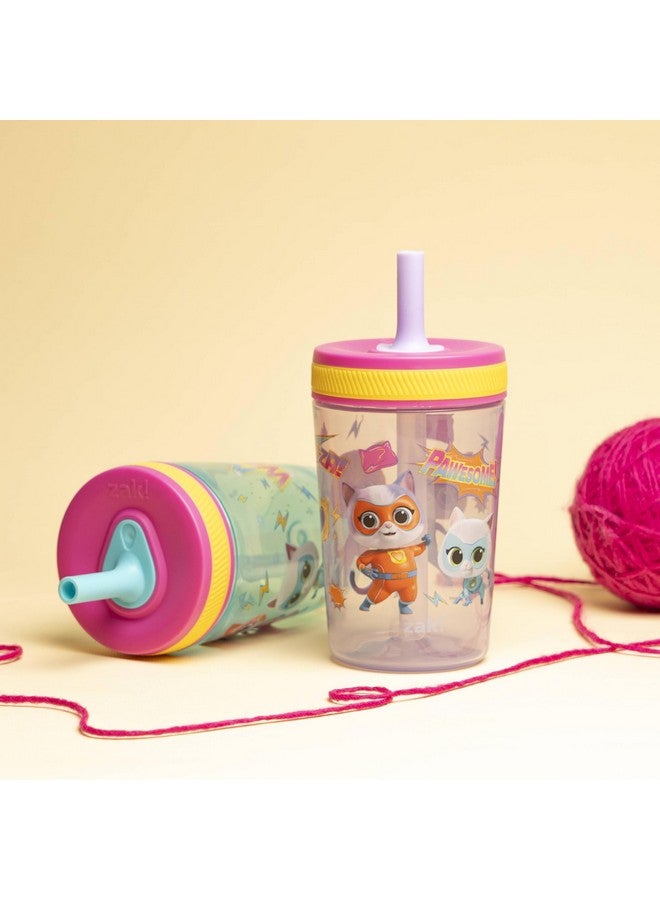 Zak Designs أكواب زاك ديزاينز ديزني سوبر كيتيس كيلسو للأطفال للسفر أو في المنزل، 15 أونصة، عبوة من 2 أكواب شرب بلاستيكية متينة بتصميم مانع للتسرب مثالية للأطفال (جيني، سباركس، بادي، بيتسي) - Image 3