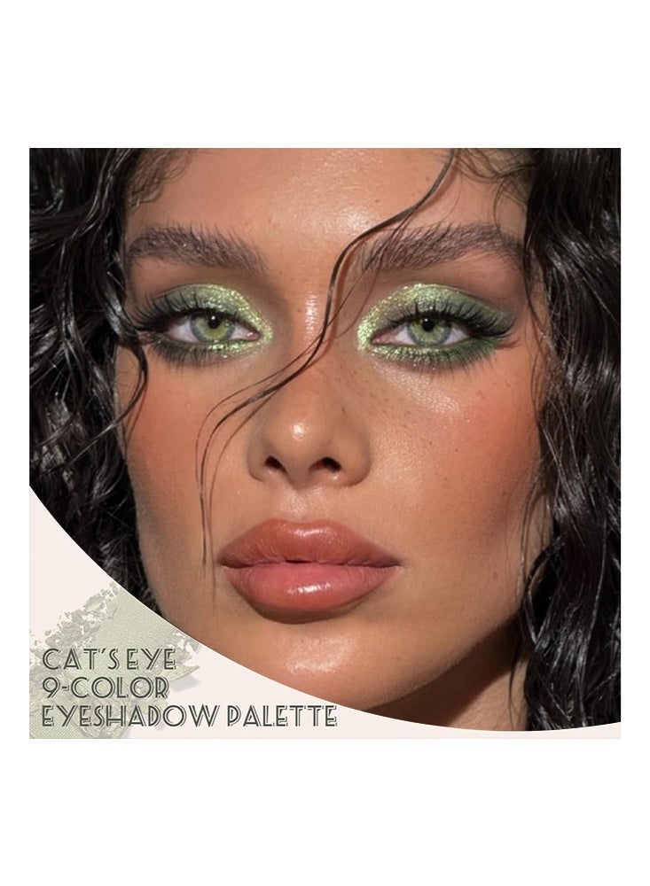 KAPEINE Green Eyeshadow Palette, Glitter Eye Shadow Makeup, Shiny Sparkle Shimmer Glitter Green Eyeshadow Waterproof Pallete, Cat's Eye, Smokey Eye Make-Up Palette - Image 4