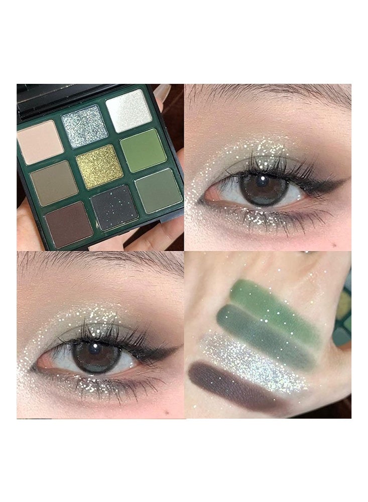 KAPEINE Green Eyeshadow Palette, Glitter Eye Shadow Makeup, Shiny Sparkle Shimmer Glitter Green Eyeshadow Waterproof Pallete, Cat's Eye, Smokey Eye Make-Up Palette - Image 5