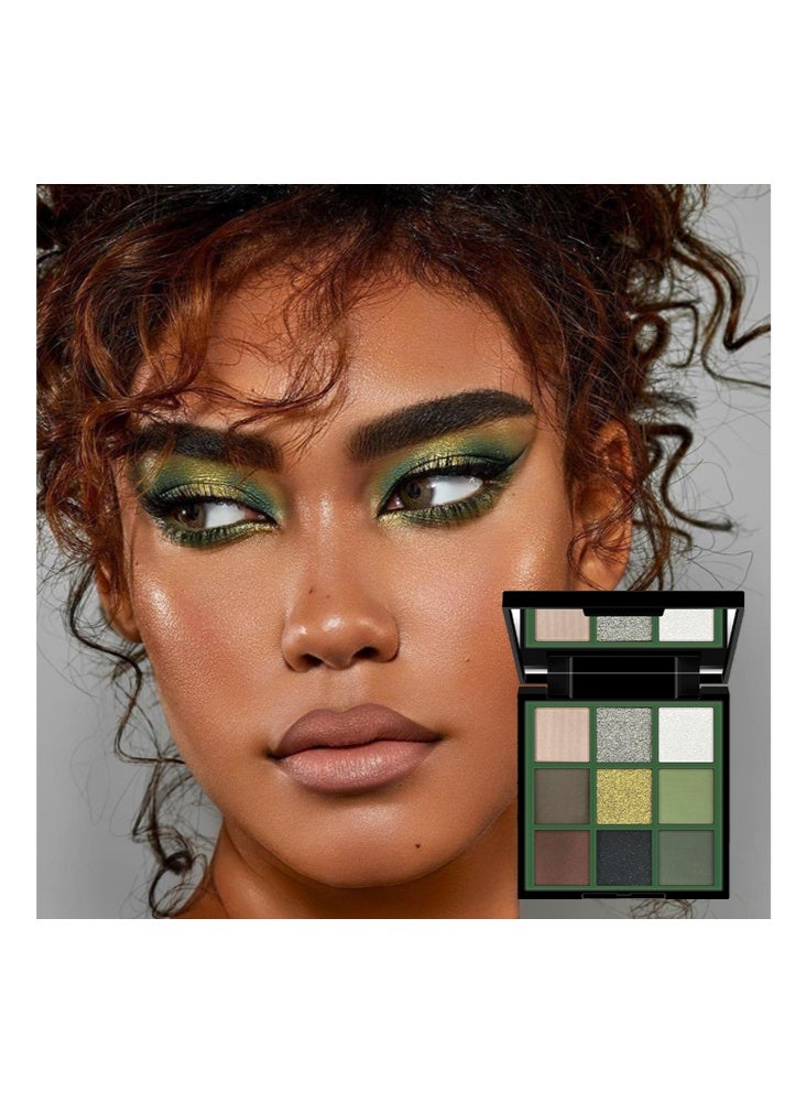KAPEINE Green Eyeshadow Palette, Glitter Eye Shadow Makeup, Shiny Sparkle Shimmer Glitter Green Eyeshadow Waterproof Pallete, Cat's Eye, Smokey Eye Make-Up Palette - Image 2