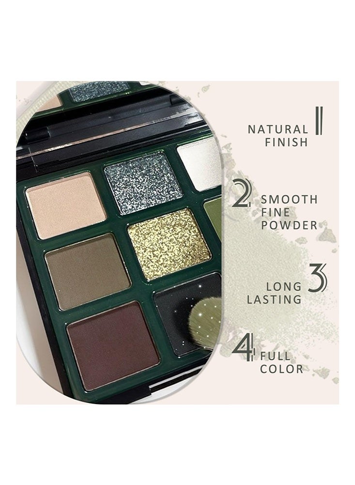 KAPEINE Green Eyeshadow Palette, Glitter Eye Shadow Makeup, Shiny Sparkle Shimmer Glitter Green Eyeshadow Waterproof Pallete, Cat's Eye, Smokey Eye Make-Up Palette - Image 3