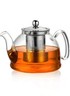 Urise 1200ml Glass Teapot with Removable Stainless Steel Infuser - Durable Borosilicate Glass Tea Kettle for Loose Leaf, Herbal, and Blooming Tea  - Image 1