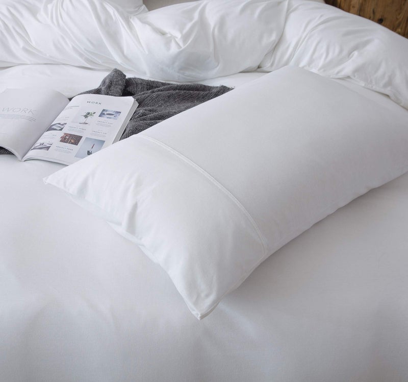 KAIANG KAIANG Jersey Knit Pillowcase. All Season  Soft  Cozy Cases. T-Shirt Jersey Cotton Pillow Case Set. Heather Cotton Jersey Case Set. (White  Queen Size)  - Image 2