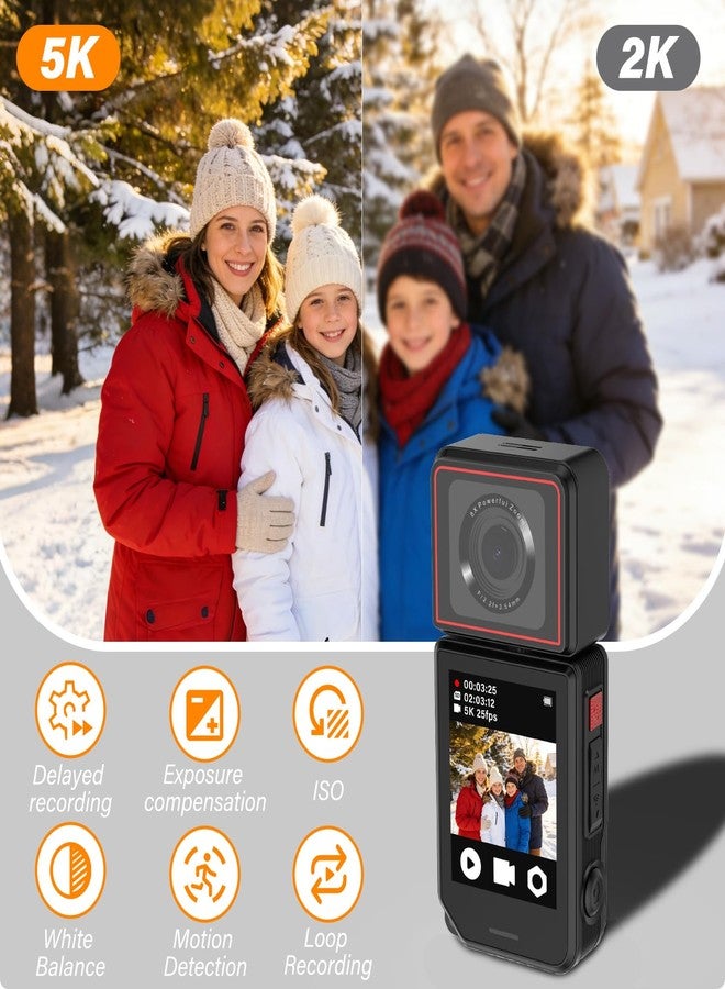 MINIBEAR Action Camera 5K 25P with EIS Stabilization, 180° Rotating Lens Vlogging Camera for YouTube, Body Camera with Touch Screen WiFi & Remote Control for Cycling Running Outdoor Sports Motorcycle Hiking - Image 2