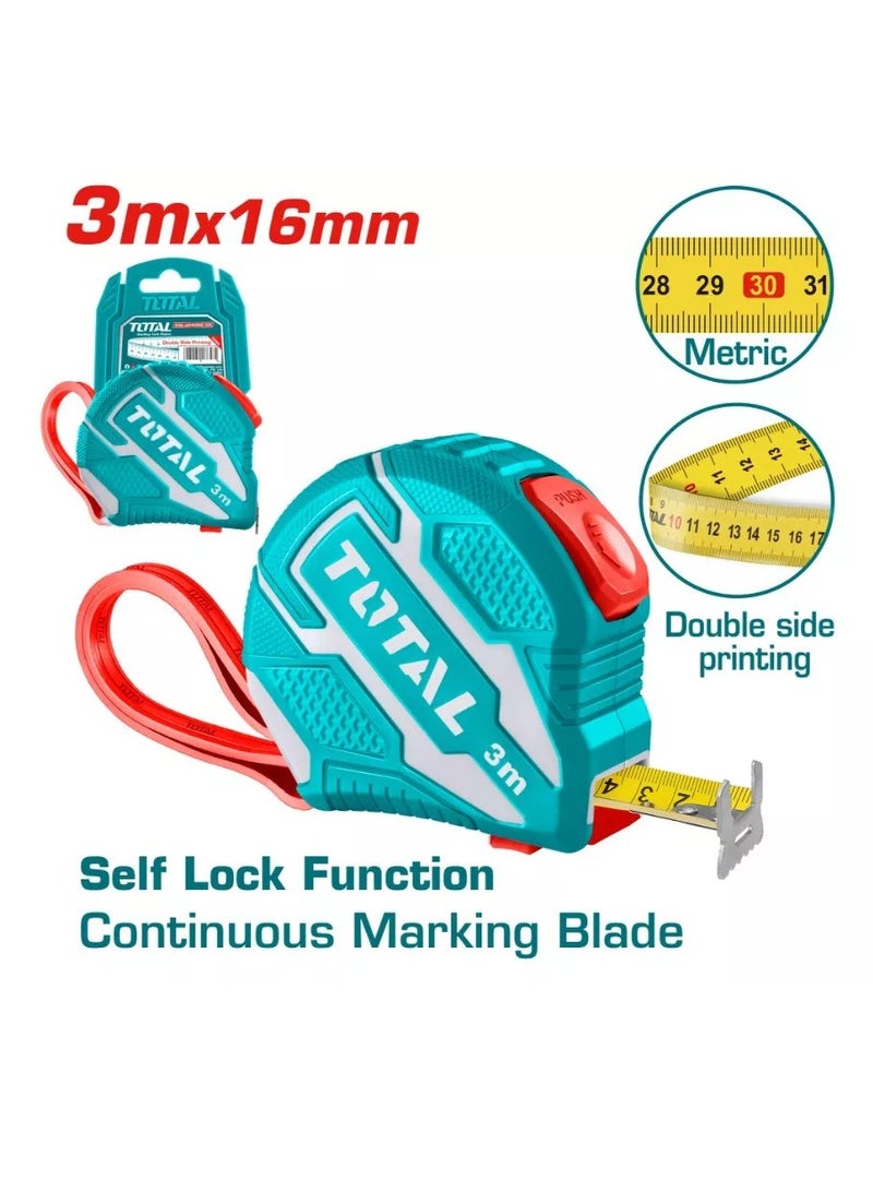 توتال شريط قياس فولاذي من توتال TMT126231، مقاس 3 متر × 16 مم