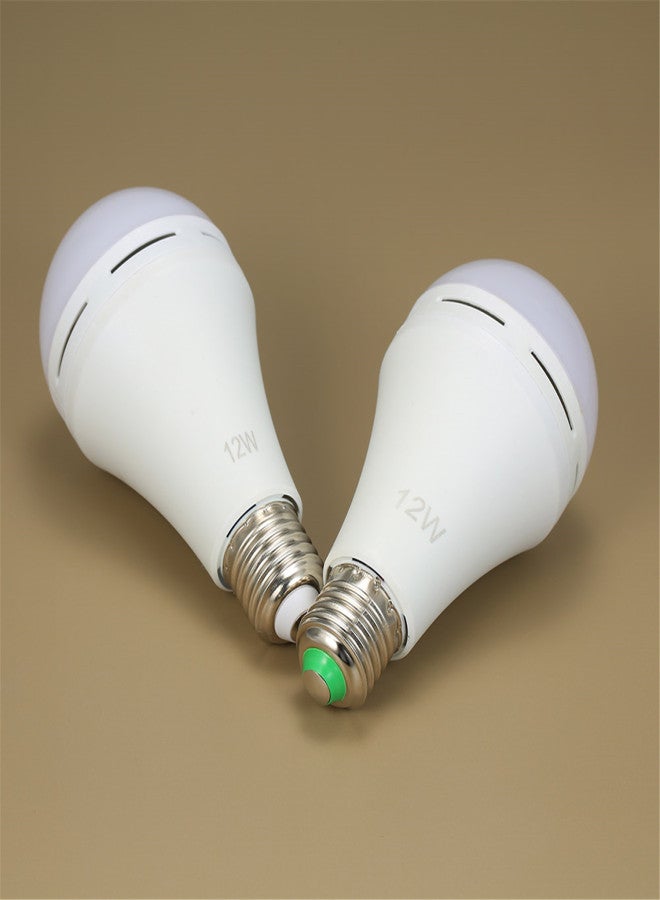 Pack of 2 Multifunctional Rechargeable 12W Emergency LED Light Bulbs 60W Equivalent 6000K Bright Outdoor Hanging Lamp Lights for Power Outage Camping Garden Parties--E26/E27, AC100~240V - Image 4