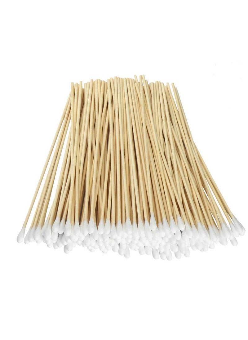 Yinghezu 200 Pcs Count 6" Inch Long Cotton Swabs with Wooden Handles Cotton Tipped Applicator, Cleaning with Wood Handle for Oil Makeup Gun Applicators, Eye Ears Eyeshadow Brush and Remover Tool  - Image 1