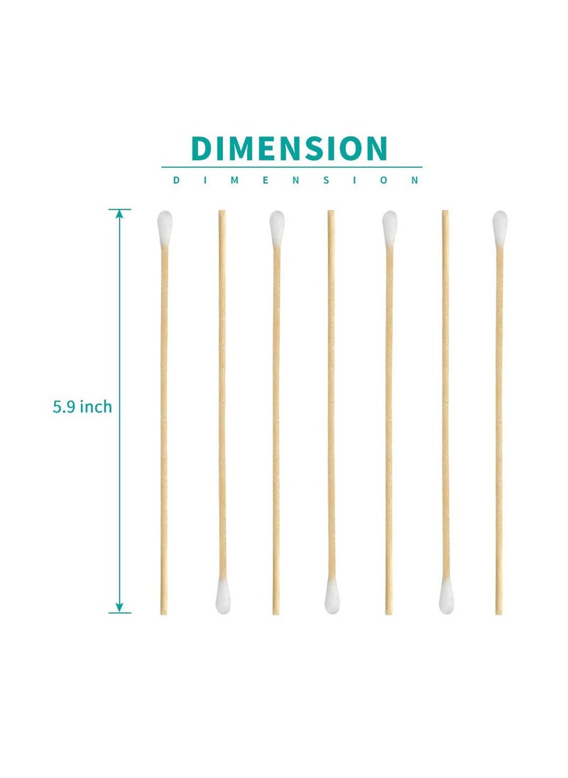Yinghezu 200 Pcs Count 6" Inch Long Cotton Swabs with Wooden Handles Cotton Tipped Applicator, Cleaning with Wood Handle for Oil Makeup Gun Applicators, Eye Ears Eyeshadow Brush and Remover Tool  - Image 3