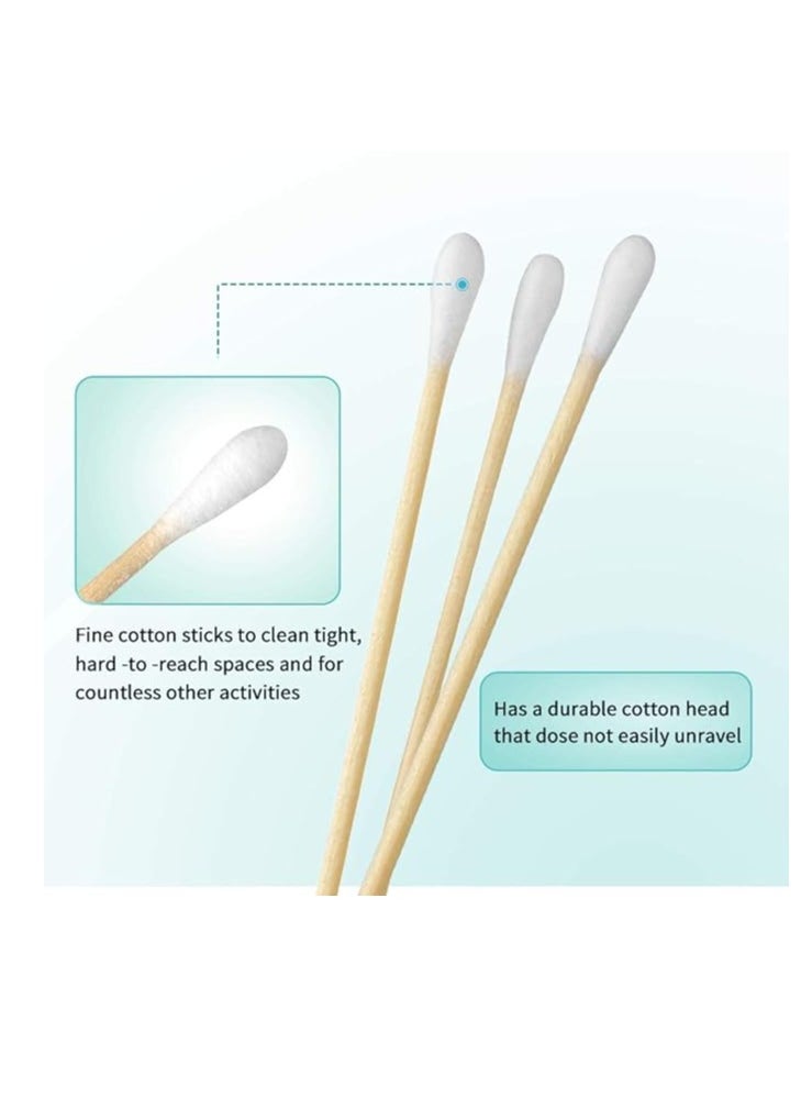 Yinghezu 200 Pcs Count 6" Inch Long Cotton Swabs with Wooden Handles Cotton Tipped Applicator, Cleaning with Wood Handle for Oil Makeup Gun Applicators, Eye Ears Eyeshadow Brush and Remover Tool  - Image 4