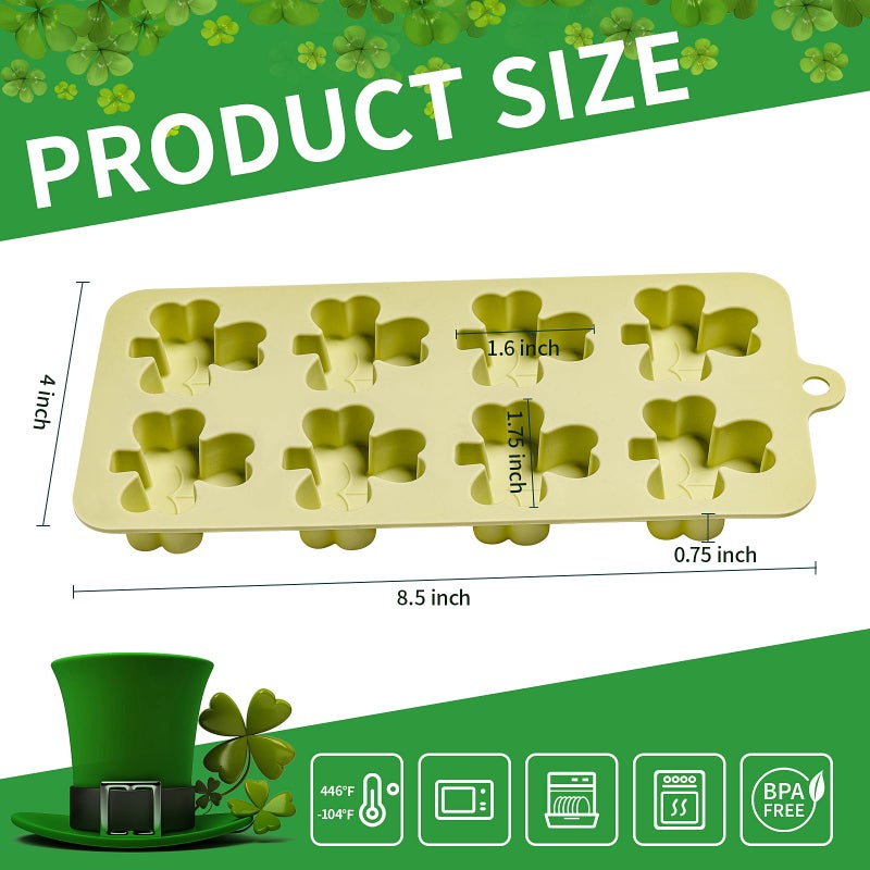 Dootafy Shamrock Chocolate Molds, 2 Pack Silicone Dessert Mold, St. Patrick's Day Theme, Green, Silicone, BPA Free - Image 3
